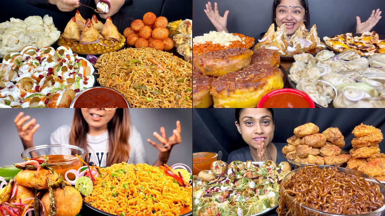 Asmr:Eating Spicy Panipuri,Noodles,Maggi,Fried Chicken Momo,Dal Kachori,Dahipuri,Samosa Chaat🔥
