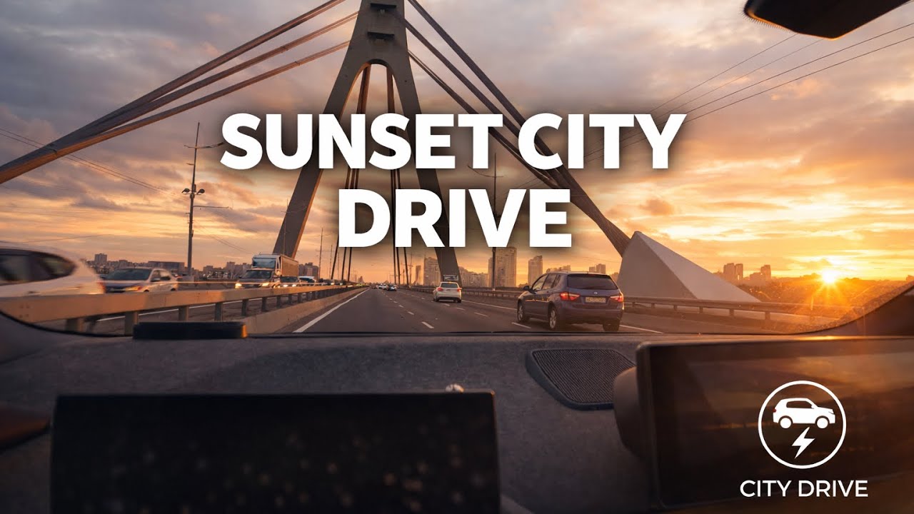 Sunset City Drive – Evening Urban Driving Sounds (No Music)