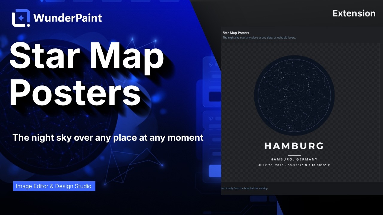 Extension Star Map PostersStar Map Posters: The Night Sky Over Any Place at Any Moment | WunderPaint