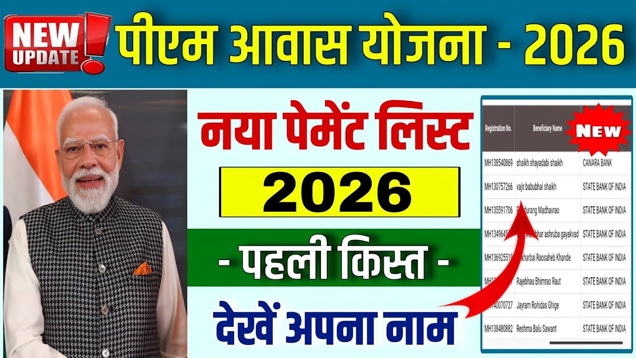 🔥पीएम आवास योजना 2026 नया लिस्ट पहली किस्त जारी | ✅pm aawas Yojana 2026 first installment release 