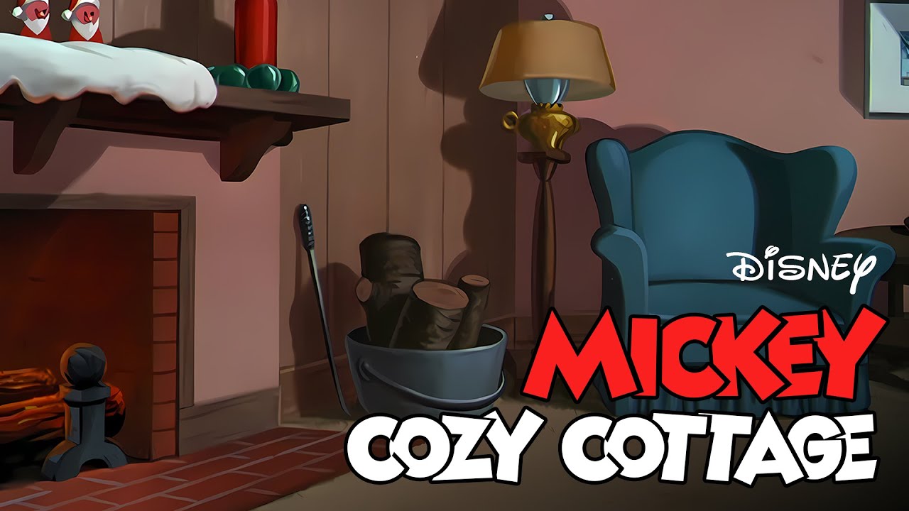 Mickey Cozy Cottage | Ambient Disney Symphony Music & Crackling Fire Sounds for Relax, Chill