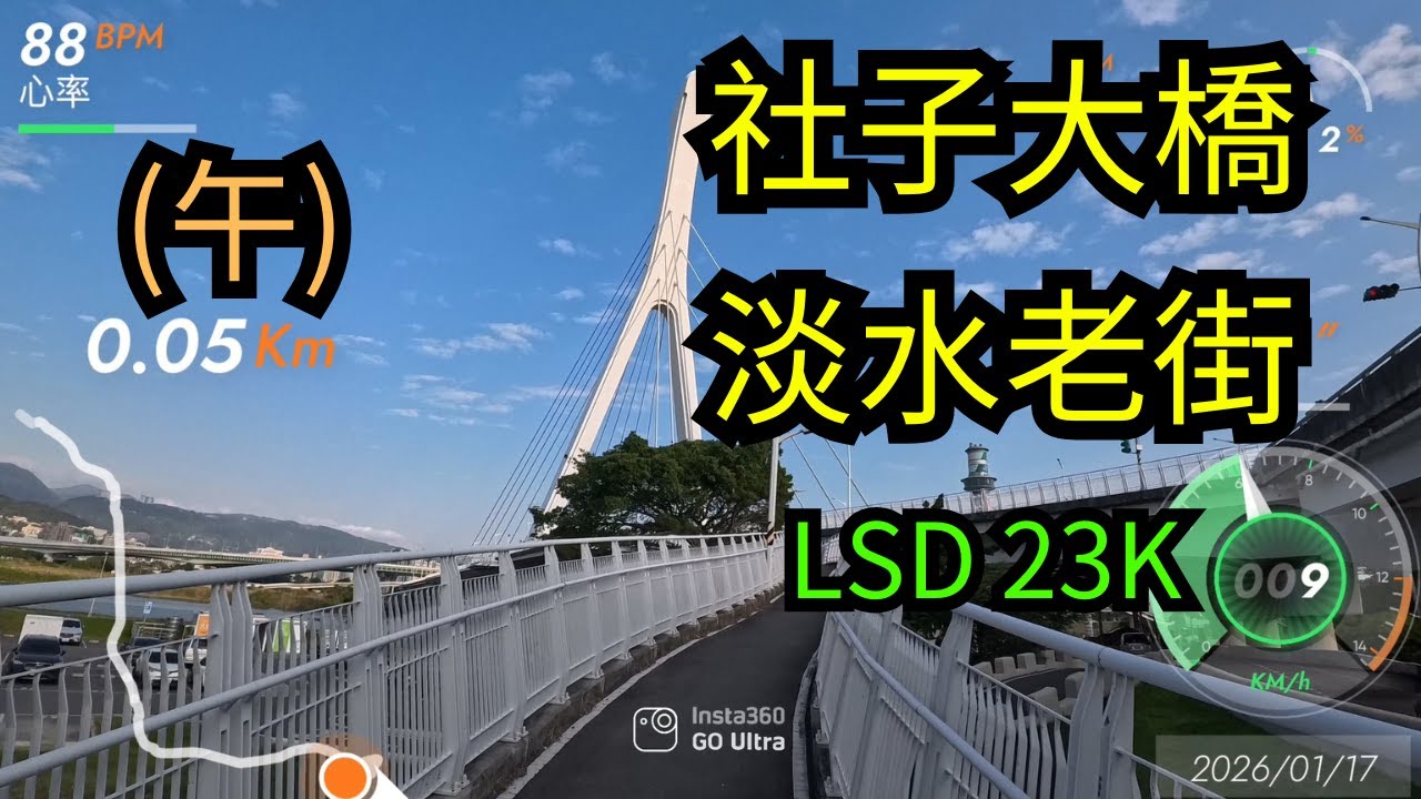 20260117_基隆河 社子大橋 關渡宮 關渡橋 竹圍 紅樹林 淡水老街 LSD 輕鬆跑 有氧跑 zone2