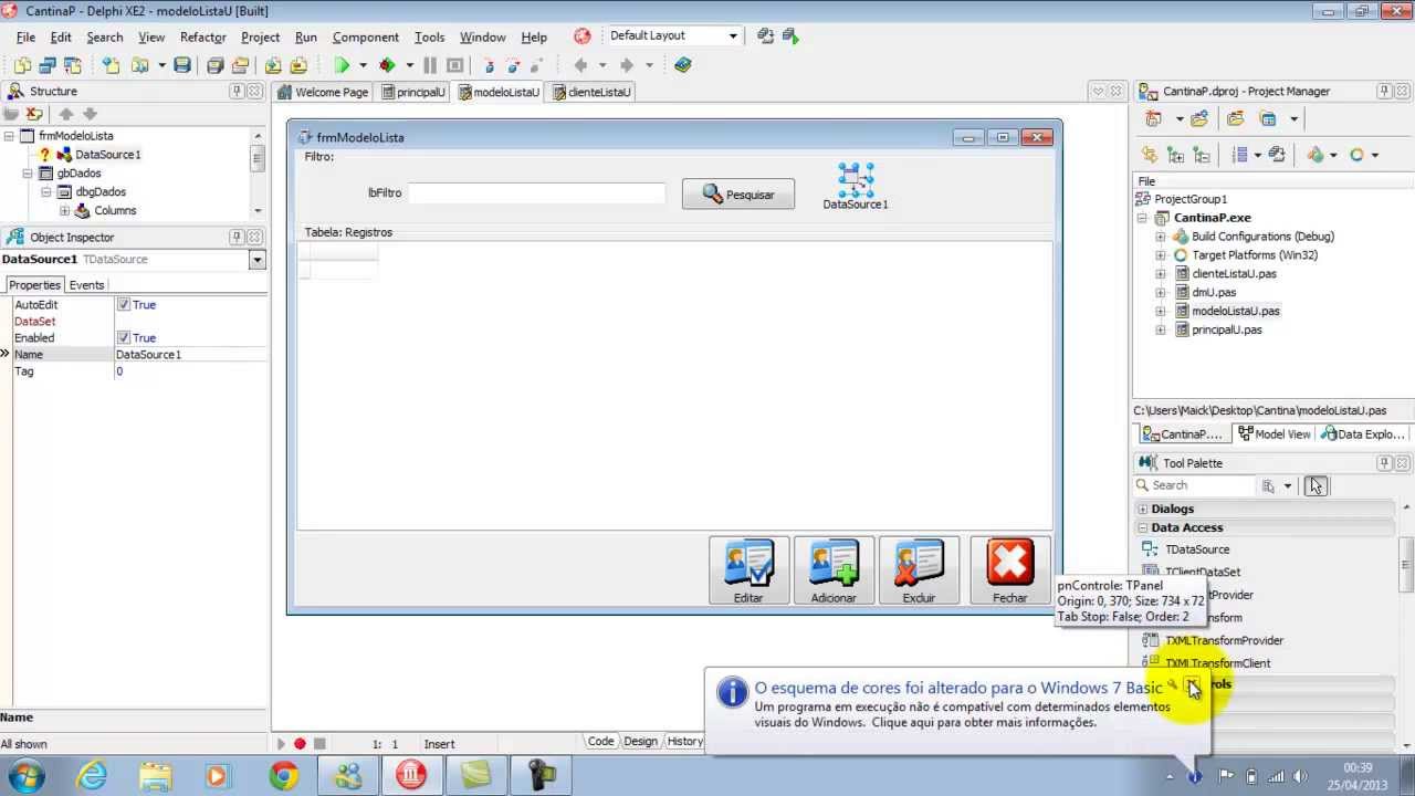 Projeto Cantina - 6 Data Source e DBGrid Acessando a tabela no banco)