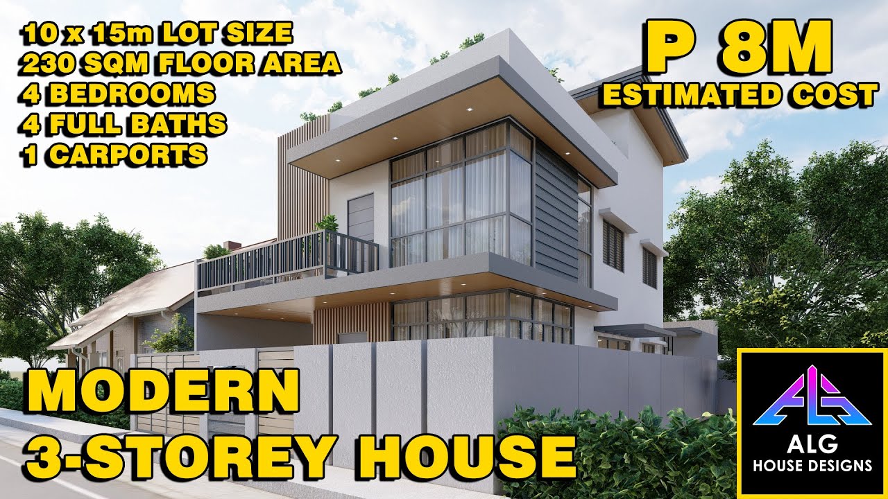 Big Space on a 10x15m Lot! ₱8M Modern 3-Storey Home with 4 Bedrooms (2026) | ALG Designs