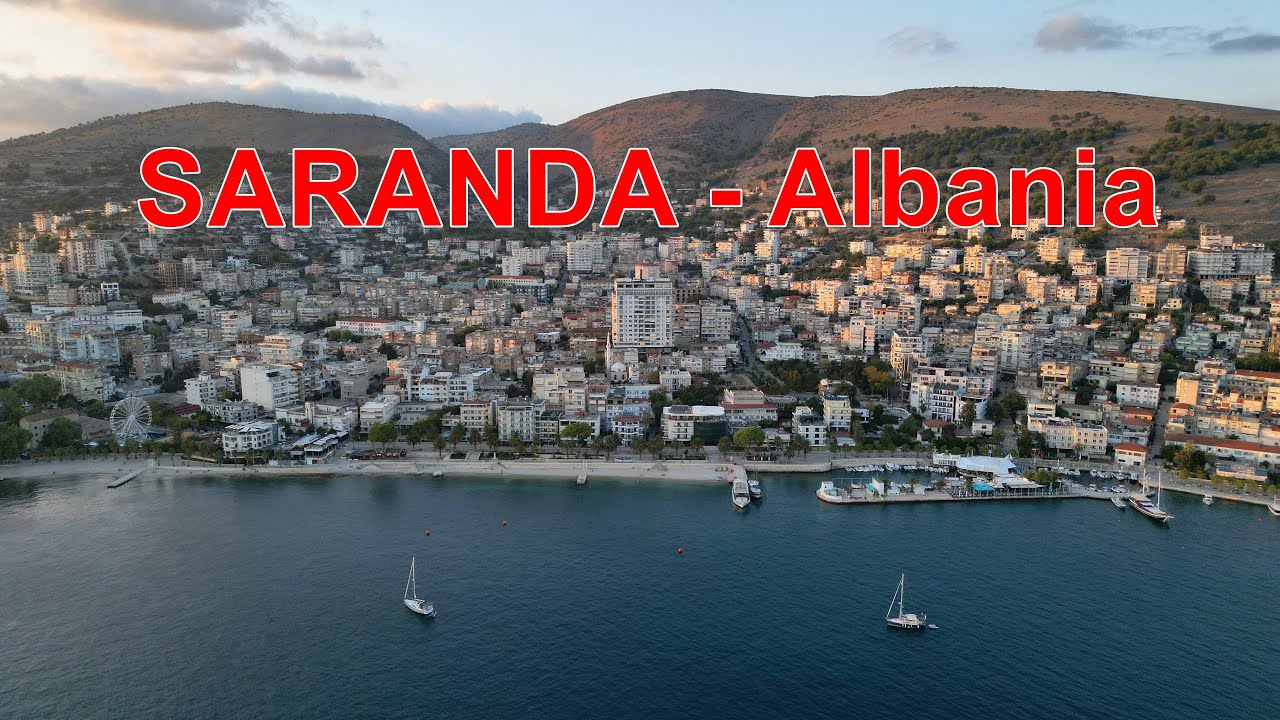 SARANDA - Albania - promenada Saranda  - 4K Drone