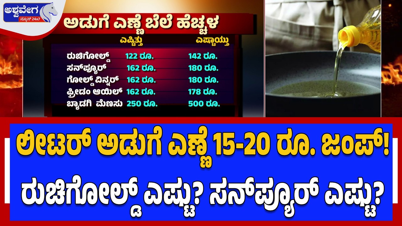 ಲೀಟರ್ ಅಡುಗೆ‌ ಎಣ್ಣೆ 15-20 ರೂ. ಜಂಪ್‌..! Cooking Oil Price HIKE - Ashwaveganews