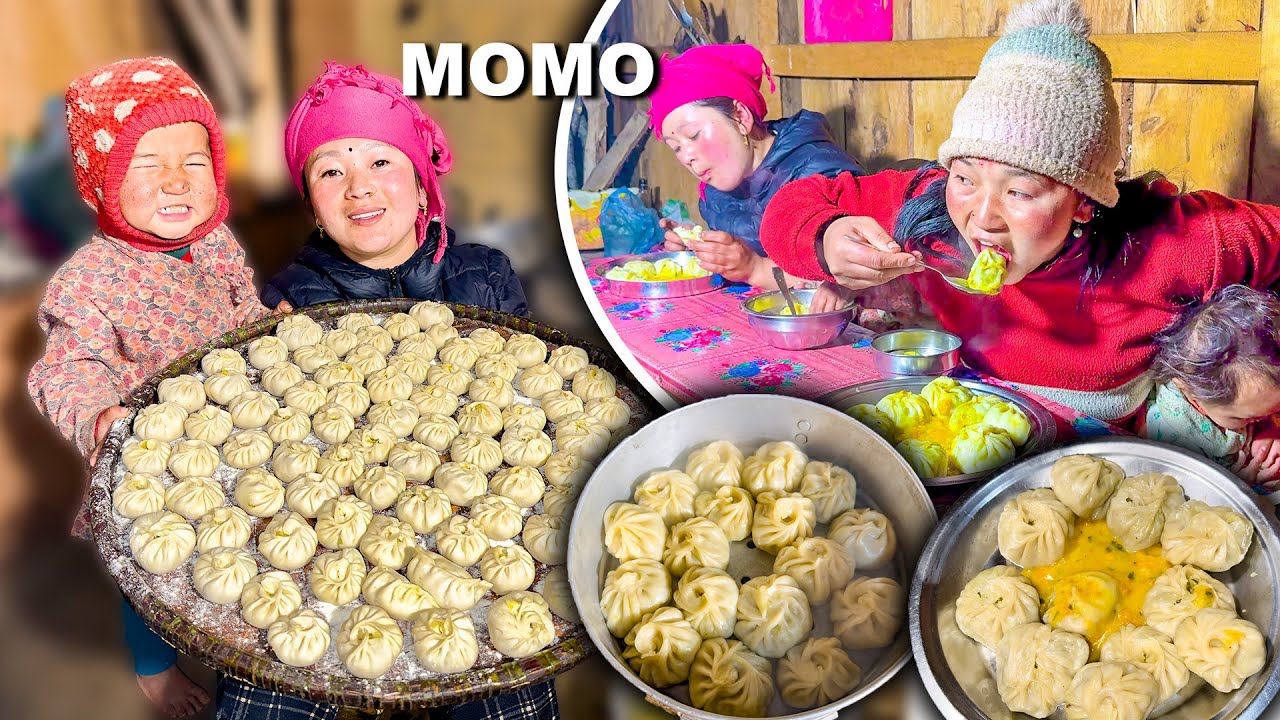 Homemade Pork & Squash Mix MOMO making & eating in Home सुङ्गुरको मासु र स्कुश को मम एक्दम मिठो भयो