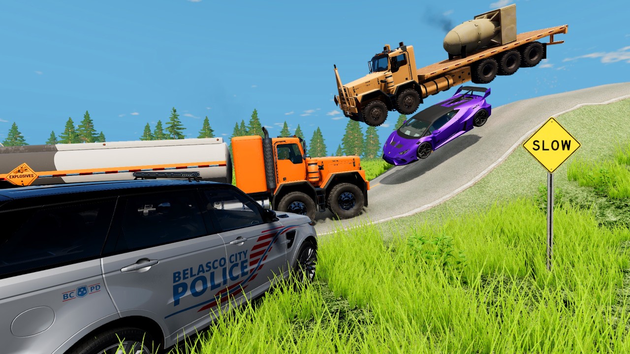 Cars vs Unfinished Road Challenge #1 in BeamNG Drive!