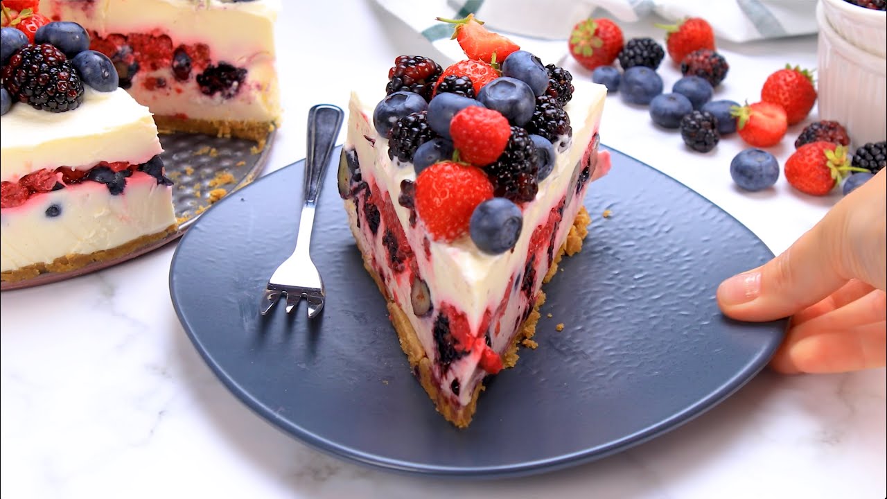 Cheesecake cu fructe de pădure - desert fără coacere | Cum să faci un cheesecake