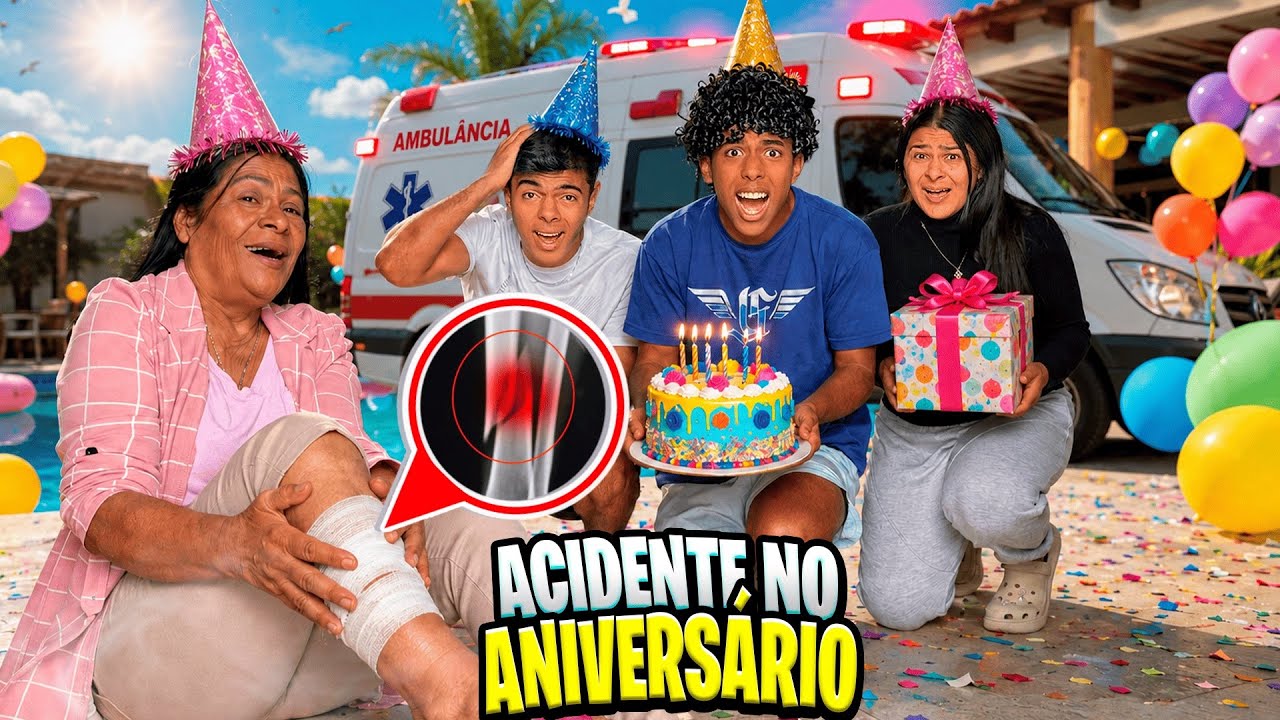 FIZEMOS UMA SURPRESA DE ANIVERS&Aacute;RIO PARA MINHA V&Oacute; E ALGO TERR&Iacute;VEL ACONTECEU! *Ela quebrou a perna*😭