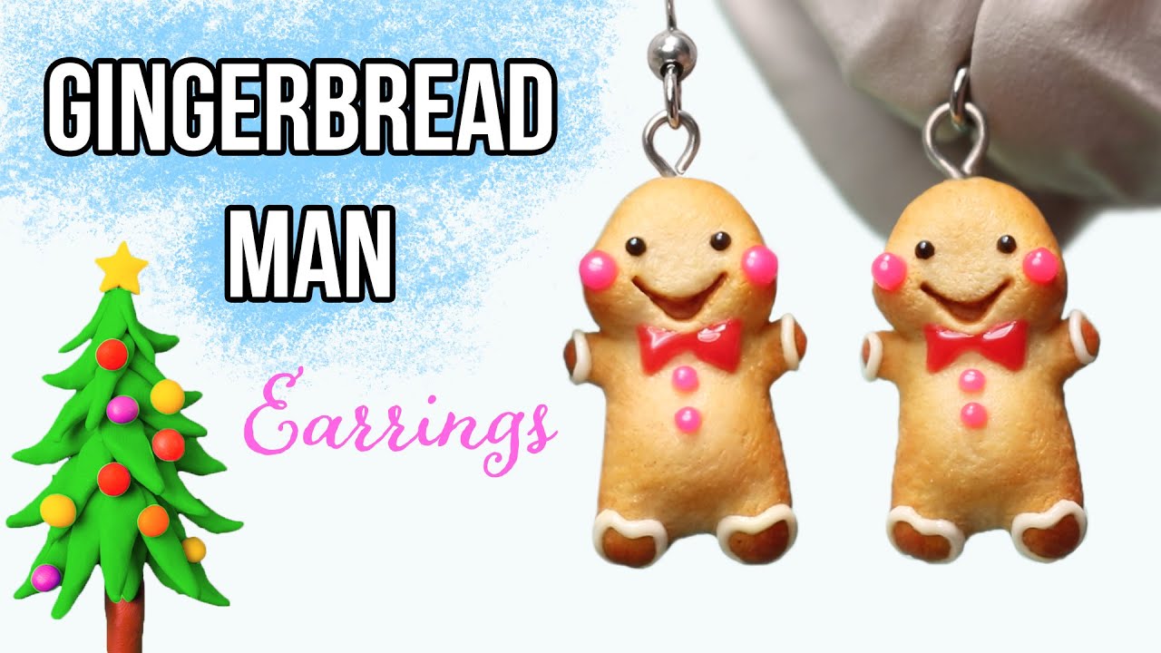 Making Polymer clay Gingerbread Man Earrings Tutorial