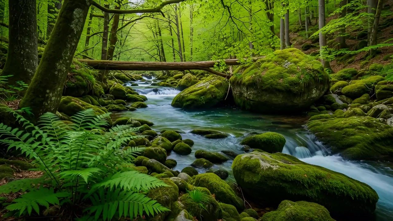 Quiet Woodland Stream with Soft Bird Chirps for Restful Sleep