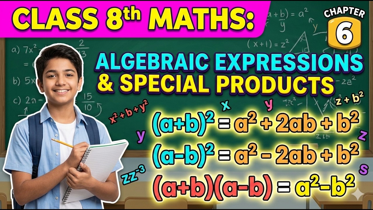 class 8th Mathematics one shot revision of Algebraic Expressions and special Products