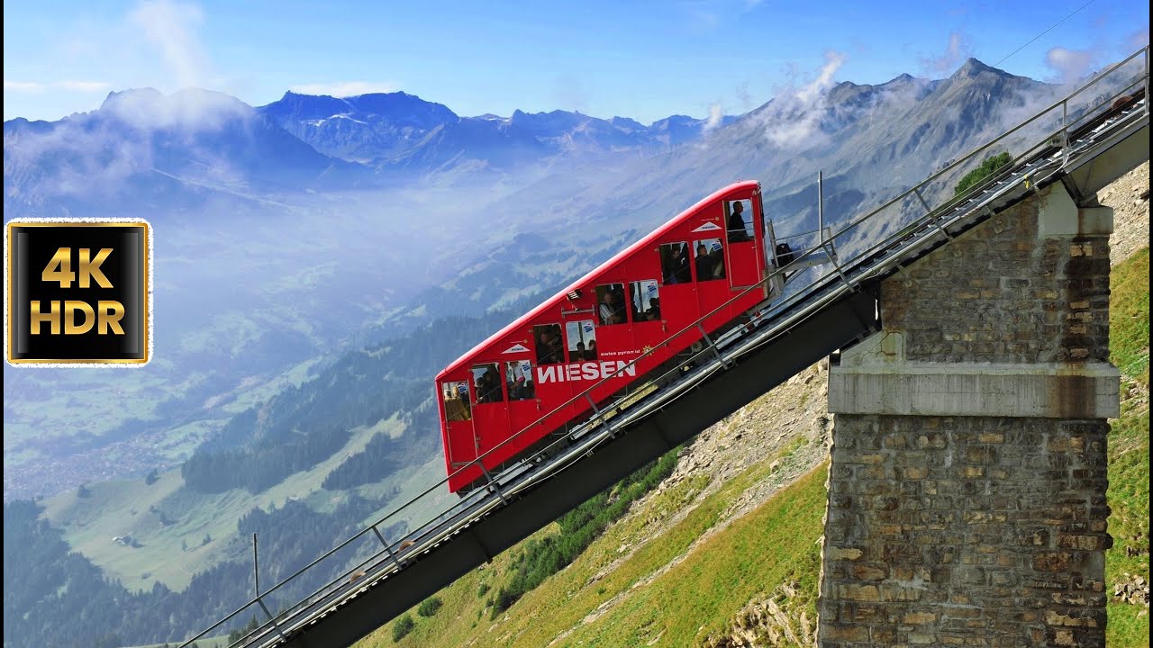 Cab Ride Niesen Bahn Railway Switzerland | Niesen Kulm to Muelenen Train Driver View | 4K HDR 60fps