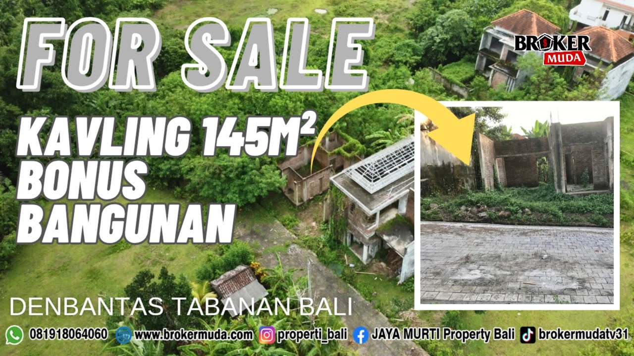 JUAL TANAH BONUS BANGUNAN 145M² DI TABANAN
