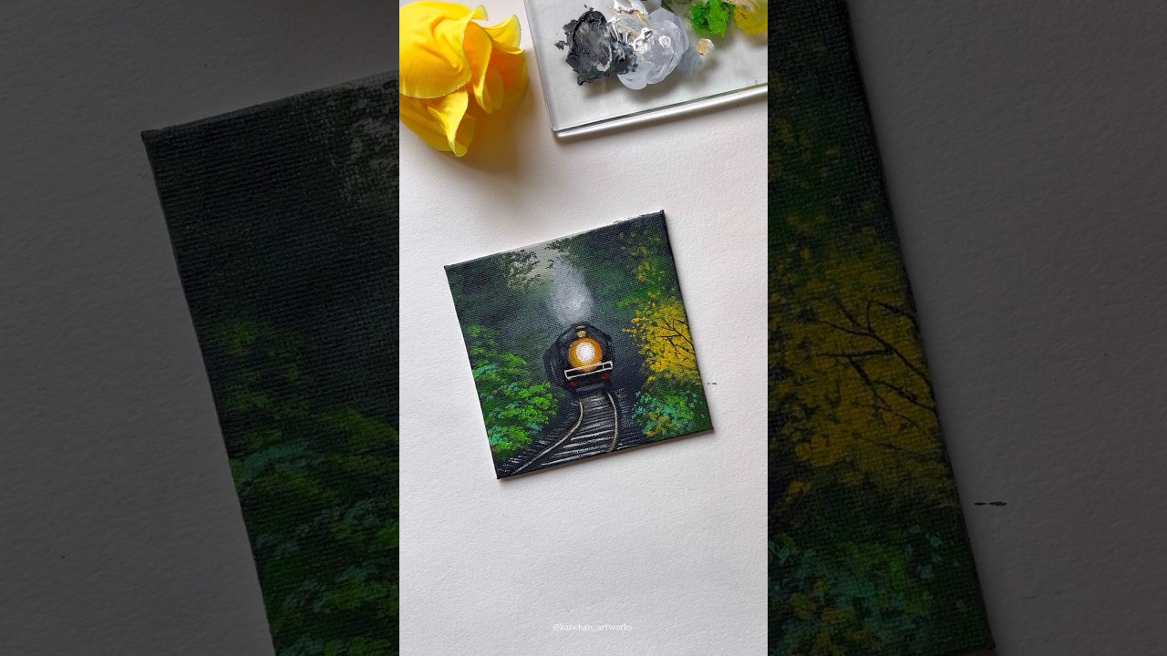 Винтажная железнодорожная живопись / акриловая живопись / живопись на холсте / 