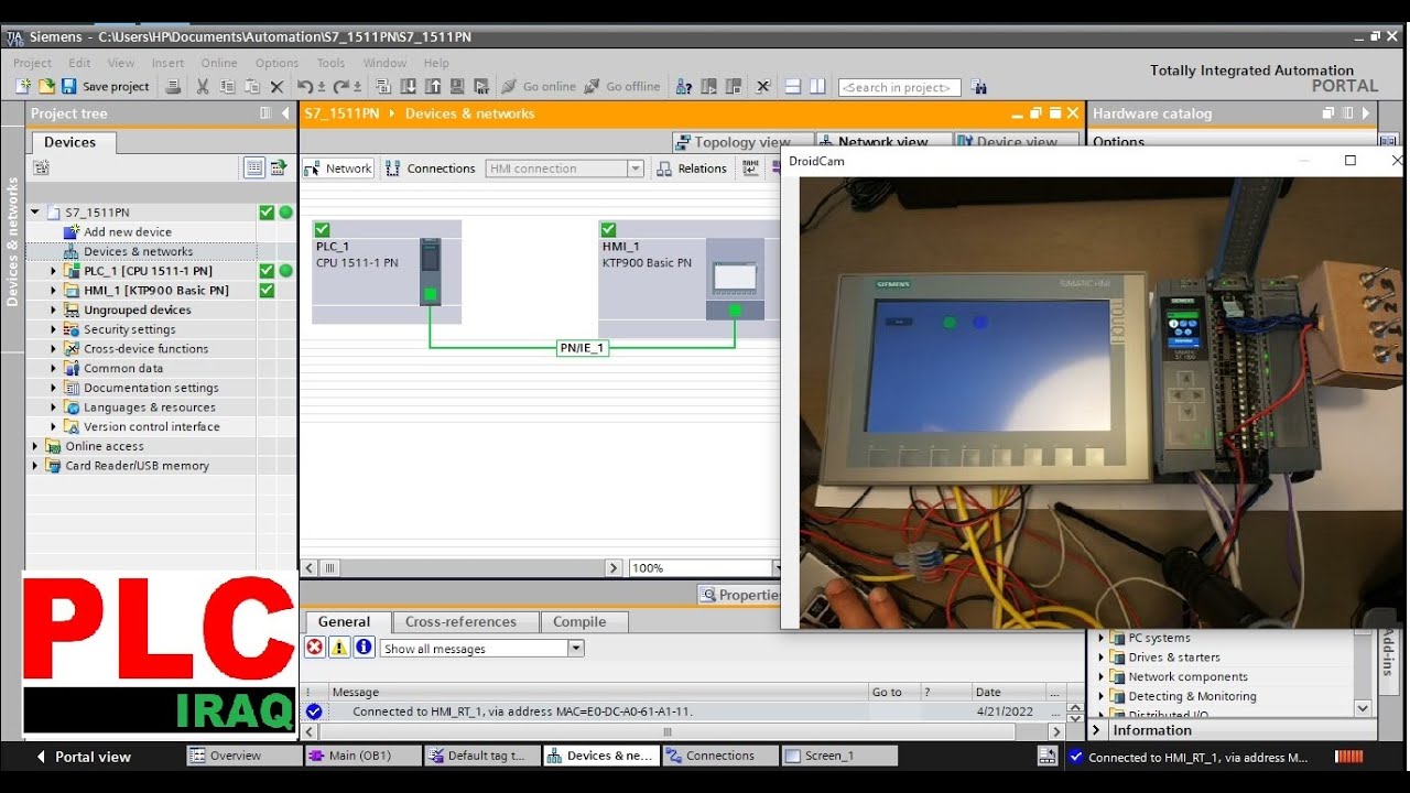 Episode 6 of Siemens SIMATIC S7 1500 PLC & HMI First Program TIA Portal