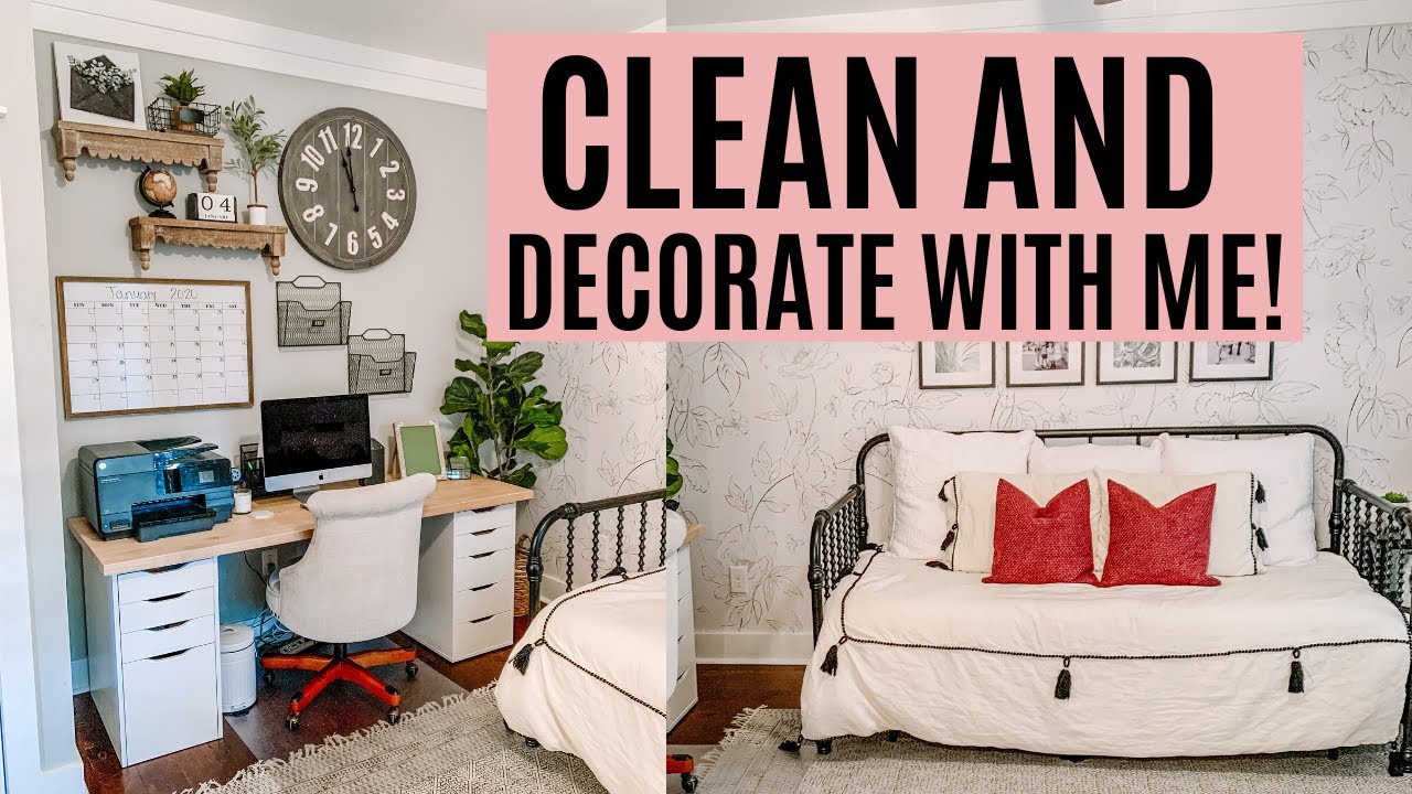 CLEAN AND DECORATE WITH ME OFFICE // DIY HOME OFFICE AND GUEST ROOM COMBO Amy Darley