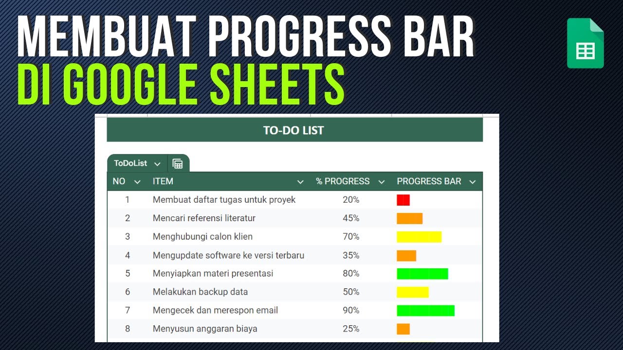 Tutorial Membuat Progress Bar dengan Google Sheets
