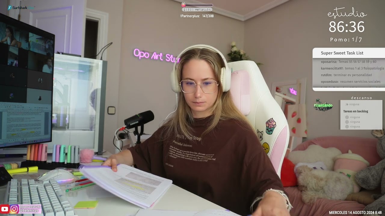STUDY WITH ME 🎧🧚‍♀️|  4.5 HORAS ⏰ | Estudia o trabaja conmigo | preparando oposiciones ✨