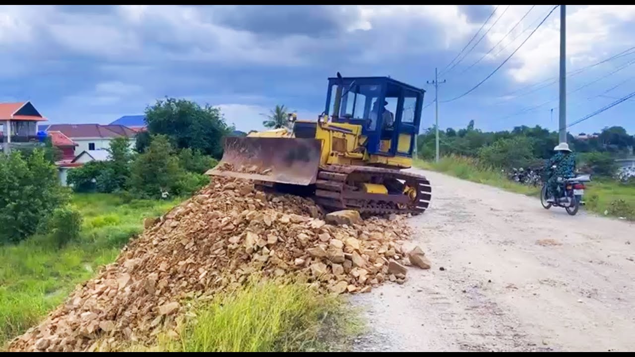 Incredible full project Landfill Clear water TRUCK delivery soil with Skill BULLDOZER push soil