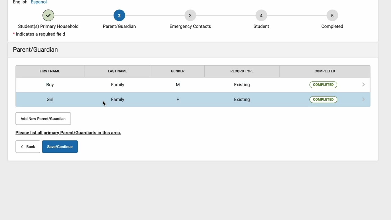 Infinite Campus Registration Walkthrough -- English