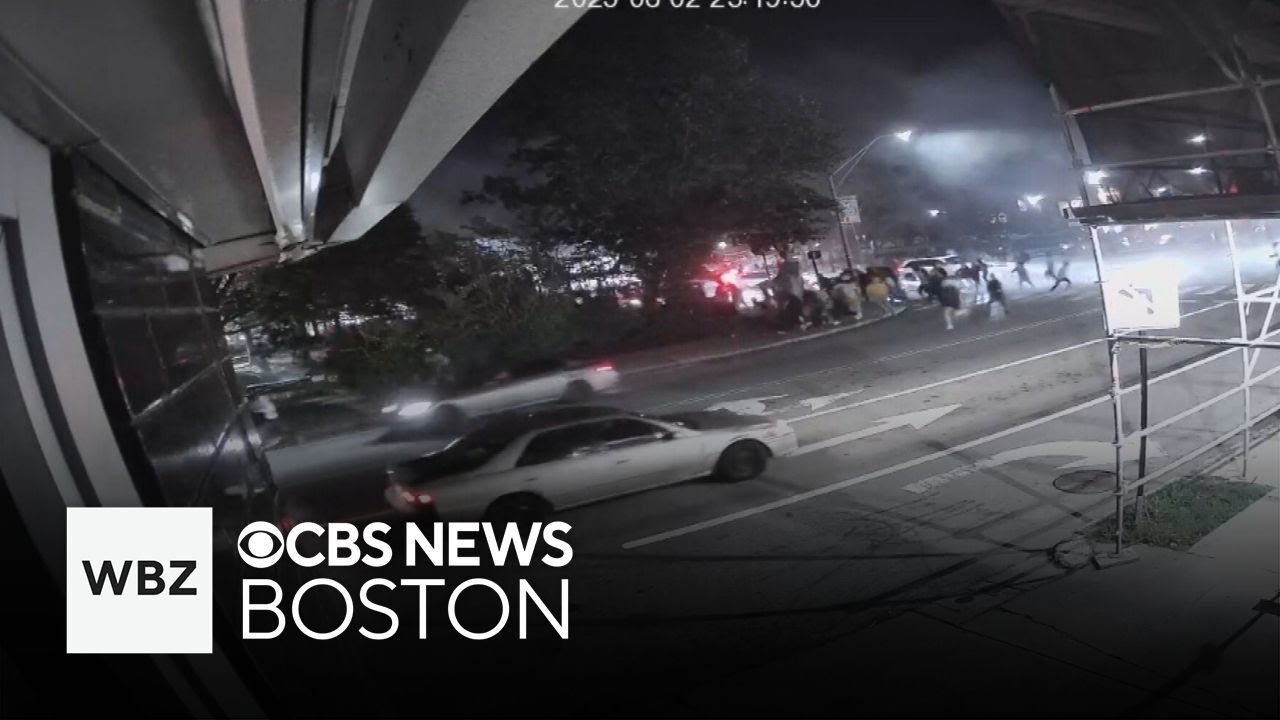 Video shows large crowd watching as cars street race in Newton