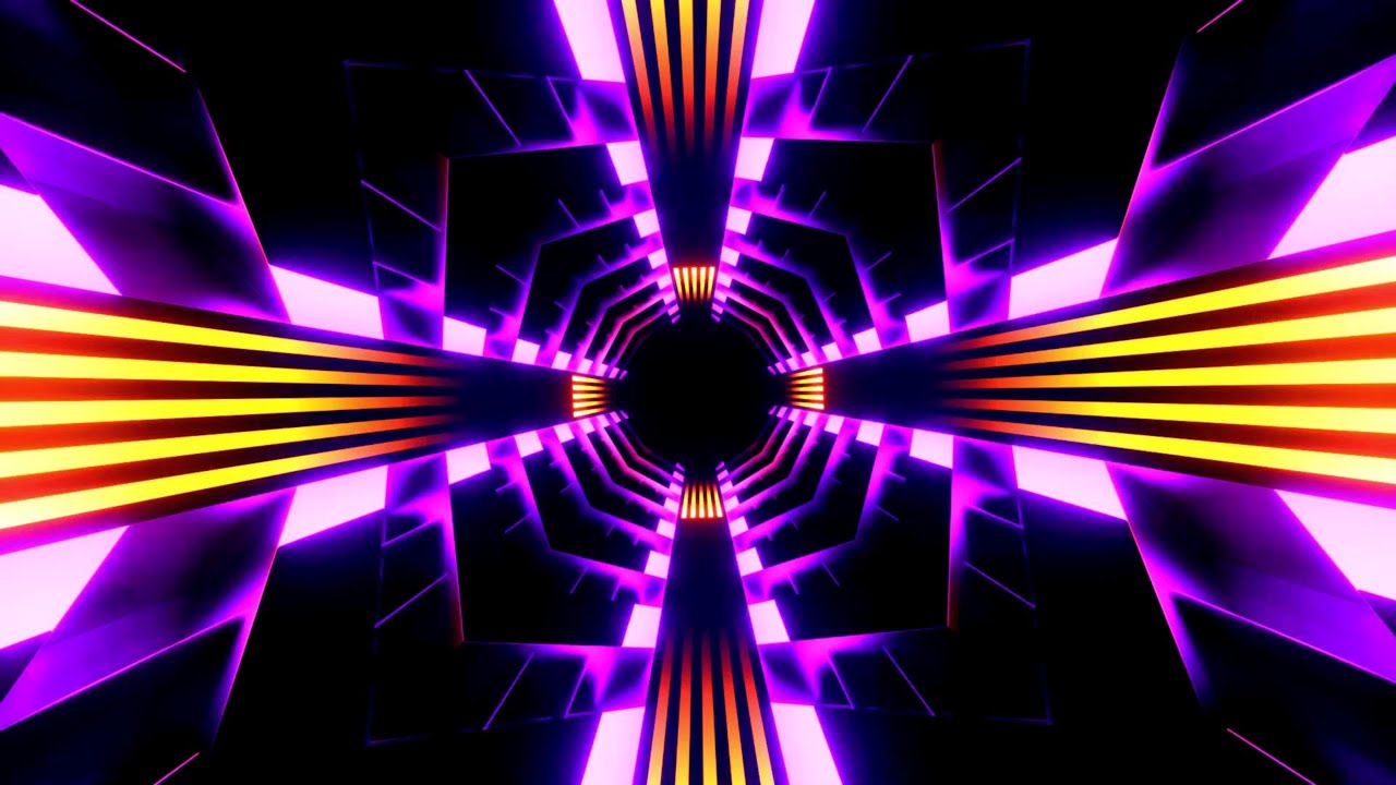 VisionKanal 4K – Неоновый Коридор Фиолетовый и Оранжевый | Футуристическая Петля  Без Аудио [2 Часа]