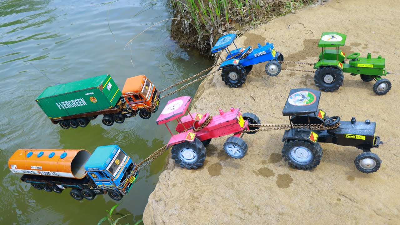 😱Ashok Leyland TATA Truck BharatBenz @ccident River Pulling Out JCB Eicher Ford HMT Tractor ? CSToy 