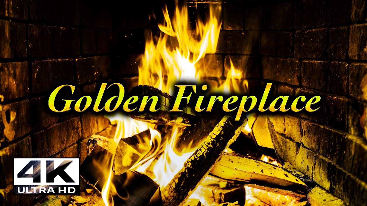 Golden Fireplace in 4K | 3 Hours of Crackling Fire Sounds for Sleep, Relaxation & Focus