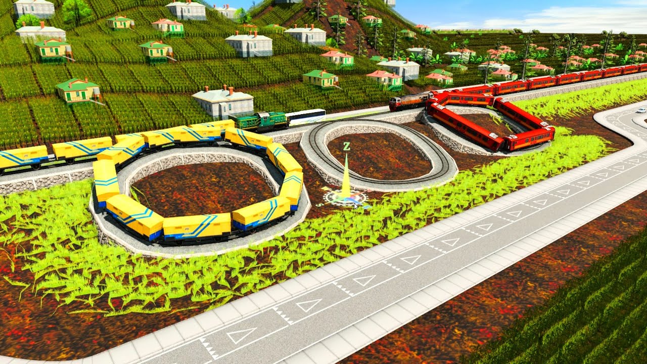 Three Loops Tilted Railroad Track🚇Extreme Tilted Rotating Railroad Track🚂🚦Trainz Simulator 2019