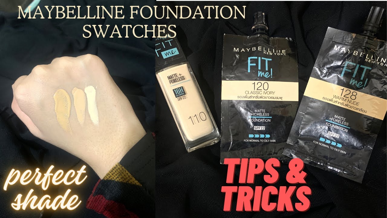 Maybelline fit me foundation swatches| Maybelline foundation 110|120|128|tips to buy foundation✅
