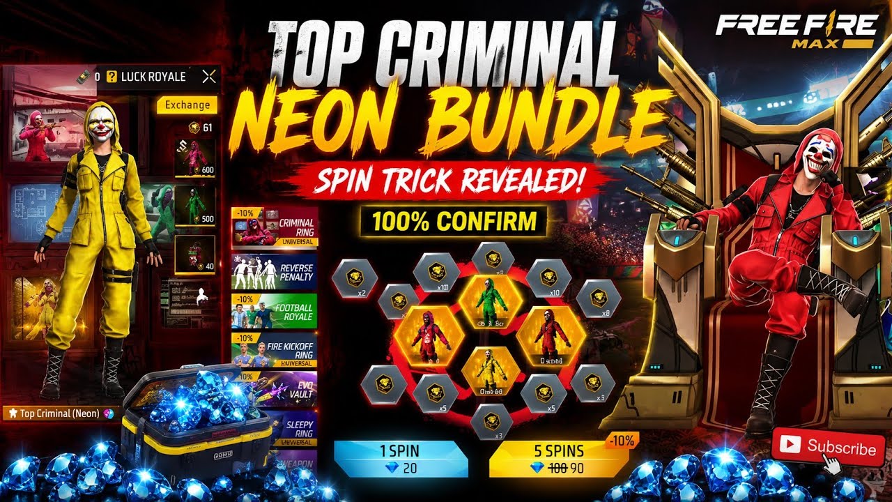 New Criminal Bundle 1 Spin Trick 🤯😱 l Criminal Ring Event FREE FIRE MAX 🔥 Event Finally 
