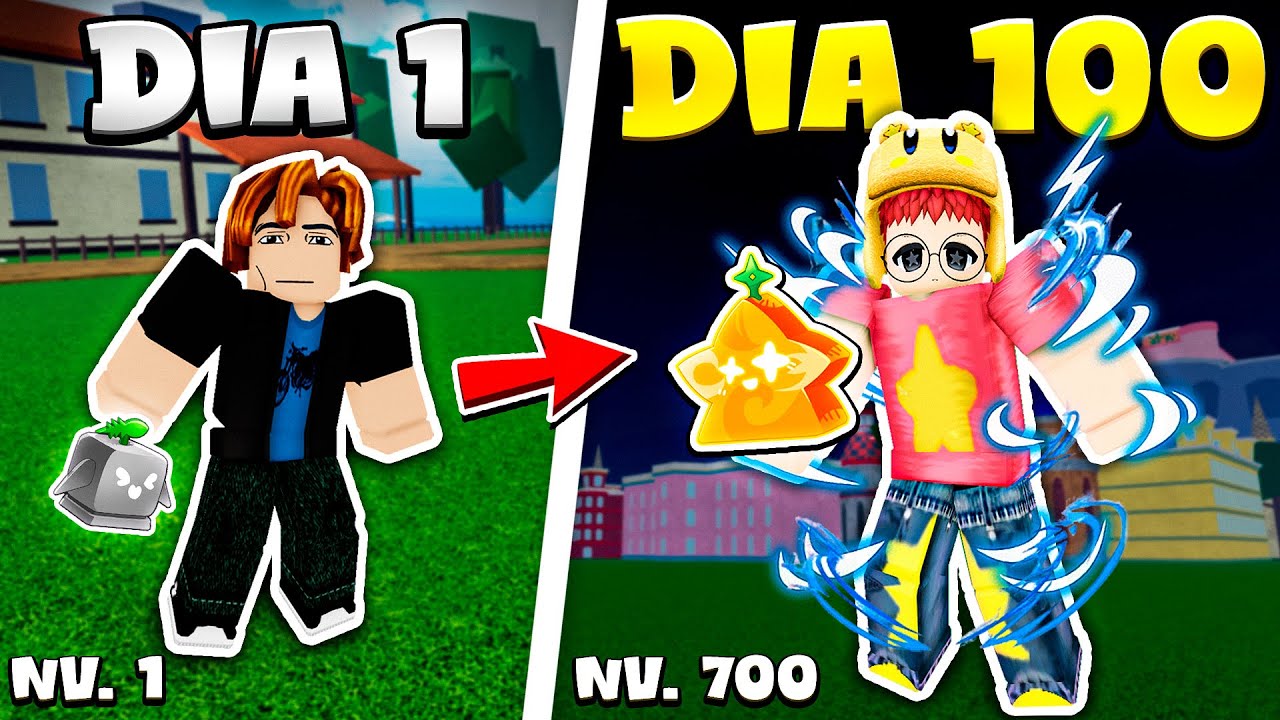 PASSEI 100 DIAS no BLOX FRUITS sendo INICIANTE