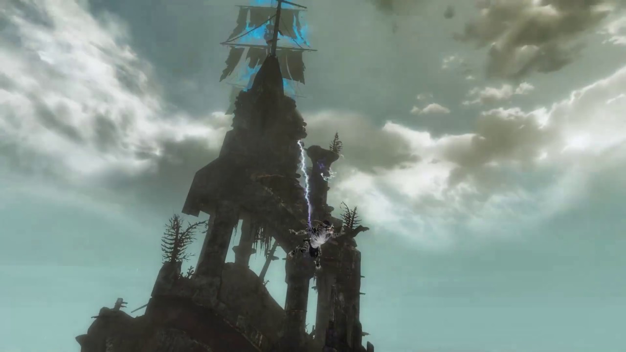 Dive Master: Masted - Jumping from Abaddon's Ascent with diving goggles - Guild Wars 2