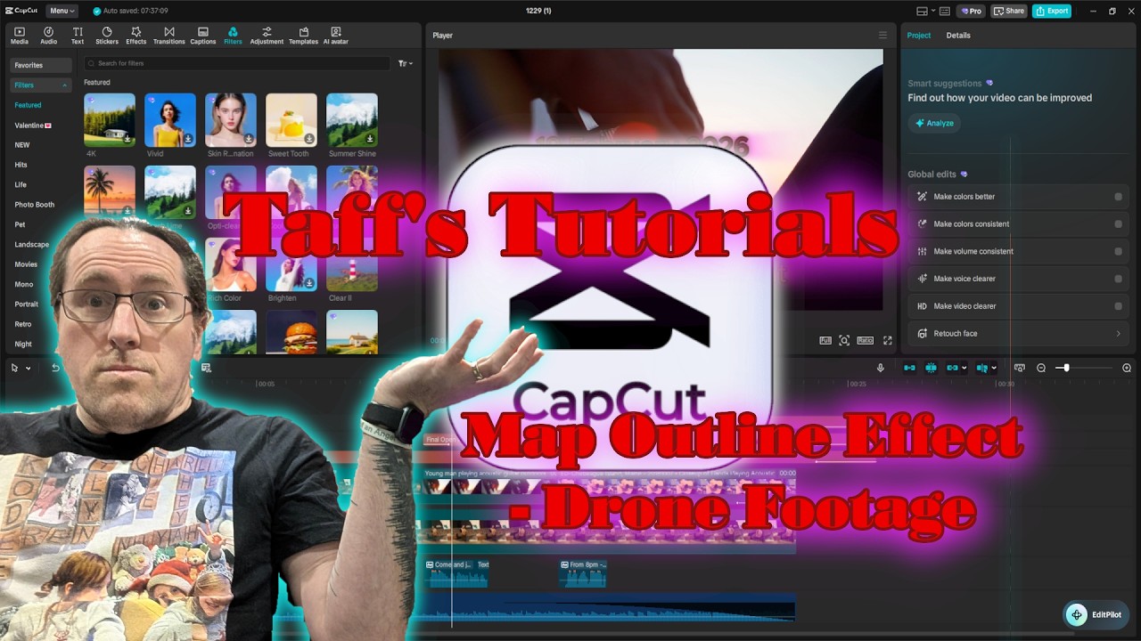 How to outline maps and drone footage in CapCut