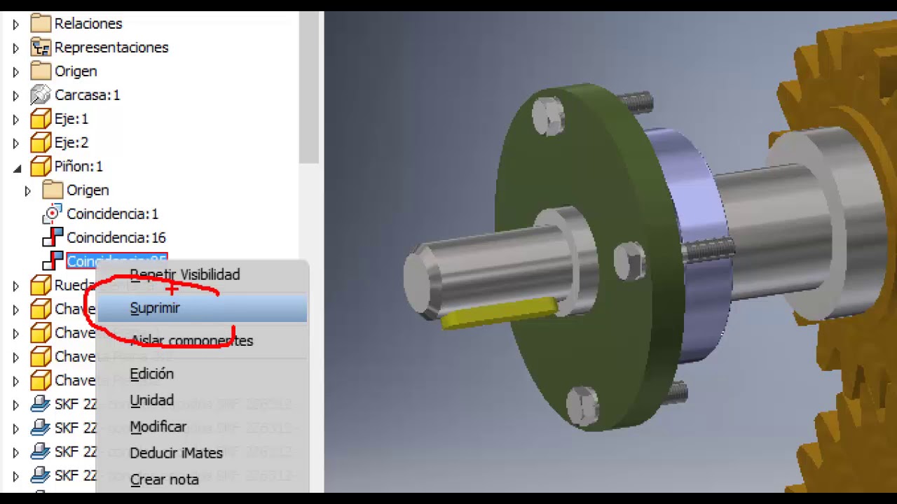 Transmisión de movimiento con Autodesk Inventor