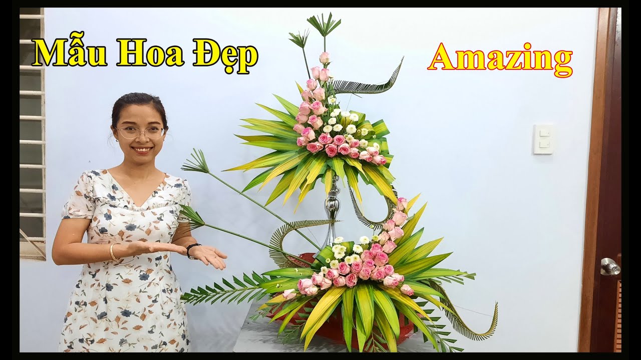 Hướng Dẫn Cắm Hoa Hồng 2 tầng kết hợp hoa cúc ❤ Mẫu cắm hoa Nhà thờ