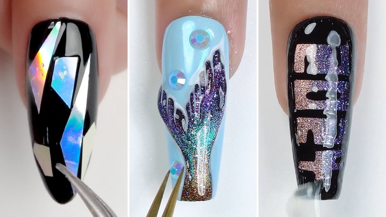 💅Trending Nail Art Compilation 2025 | Chrome Shattered Glass, Galaxy Drips & Glitter Letter Design