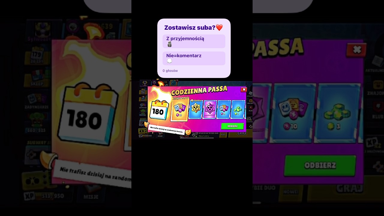 Codzienna🌞Passa 🎰180 i nagrody🎁na gł&oacute;wnym🗿koncie🏆#brawlstars⭐️#supercell👑#bs💫#fypシ