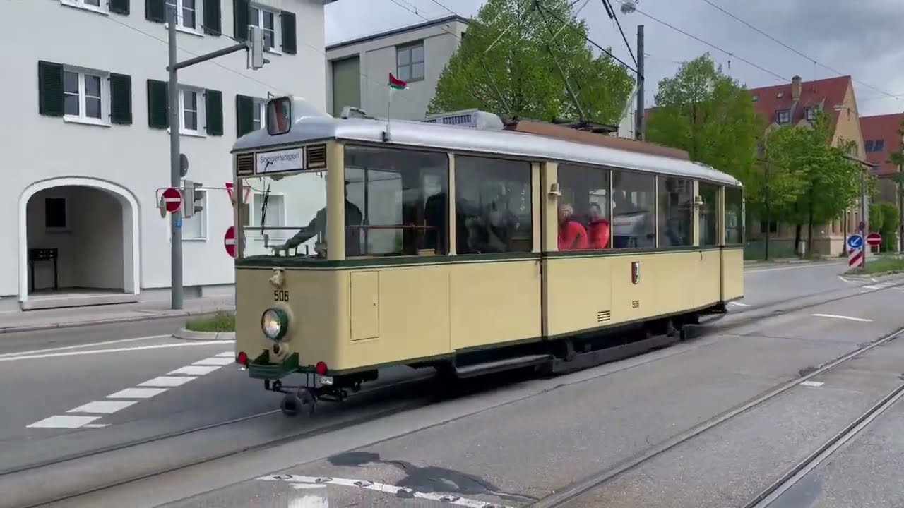 KSW 506, GT 8 806, M8C 8006 und GT6 609 | Augsburgs alte Straßenbahnen auf großer Sonderfahrt.
