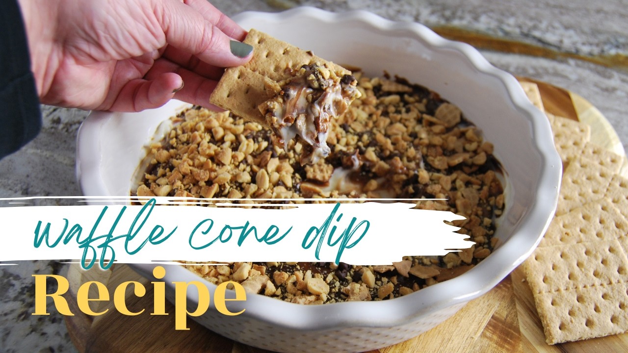 Classic Waffle Cone Dip Recipe with Sweet Cream, Chocolate, Sugar Cone and Chopped Peanuts