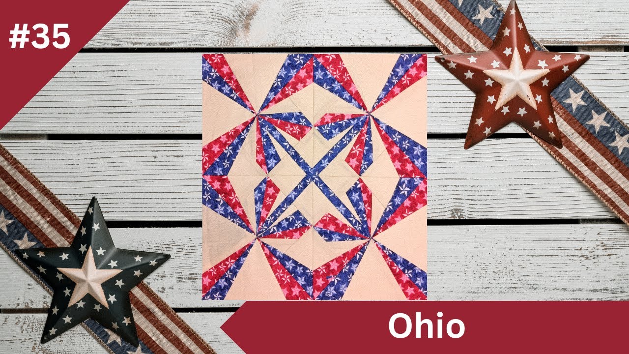 Ohio State Quilt Block | Paper Pieced Quilt Pattern | 50 Blocks for 50 States Series