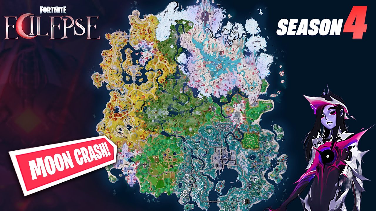 Fortnite Chapter 4 Season 4 Map Concept ECLIPSE! The MOON has CRASHED!