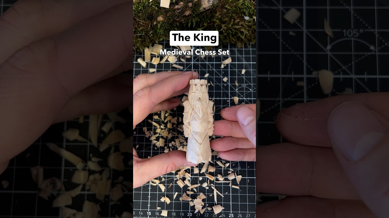 The glorious King in the Medieval Chess Set #carving #asmr  #medieval #chess #king