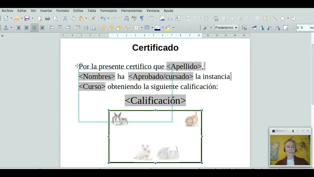 Creación de certificados con Libre Office