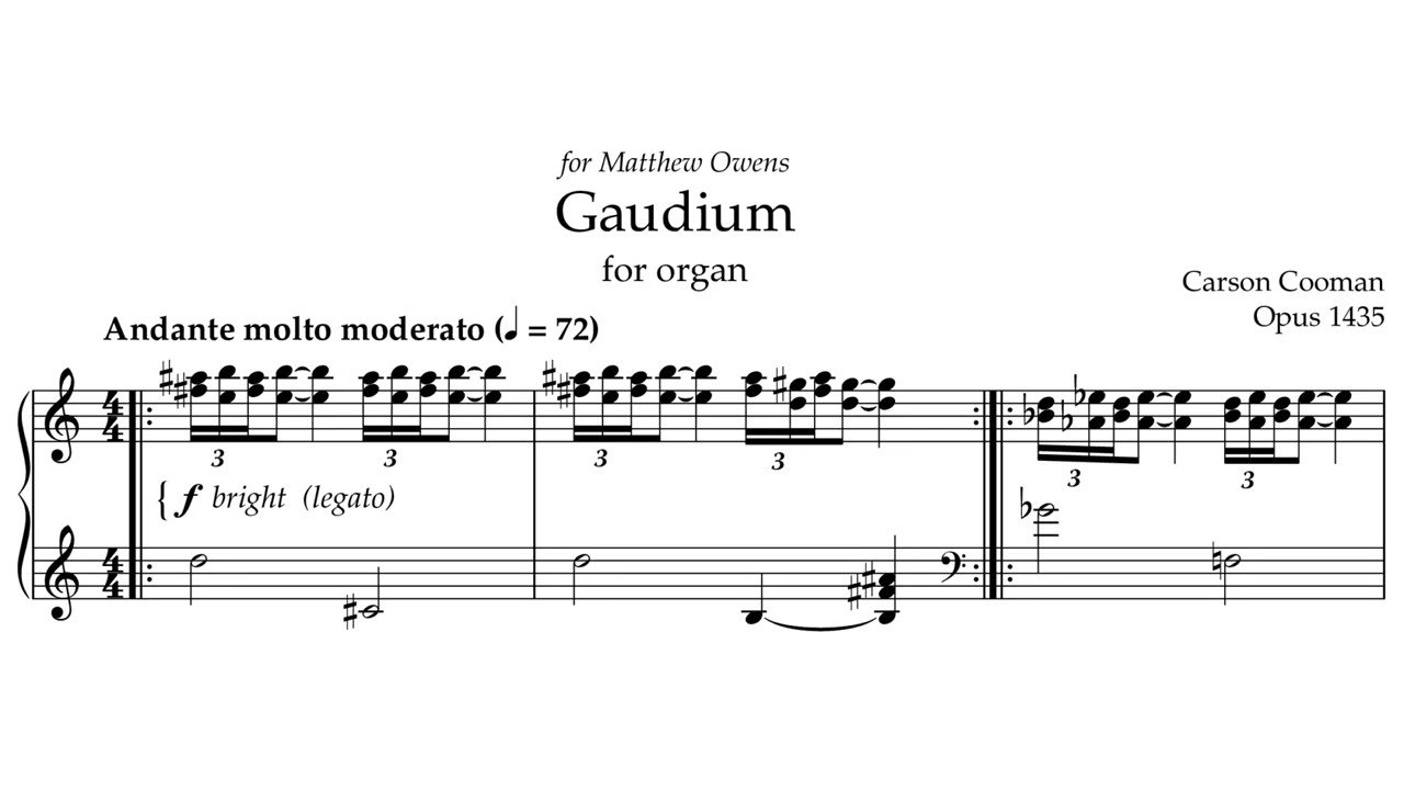 Carson Cooman — Gaudium (2022) for organ [Score-Video]