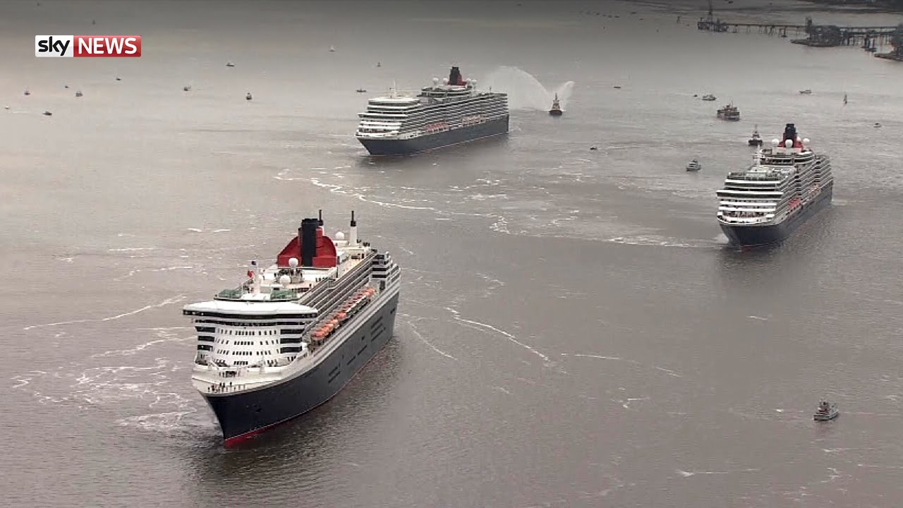 Cruise Ships On The Mersey For Cunard's 175th Anniversary
