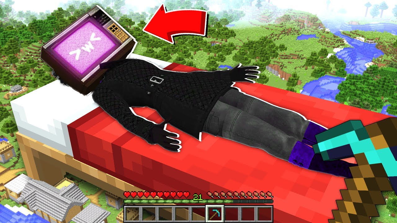I found a TV WOMAN in Minecraft ! BIGGEST TV WOMAN on the BED ! WOW!