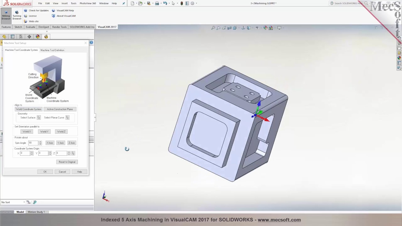 Indexed 5 Axis Machining in VisualCAM 2017 for SOLIDWORKS